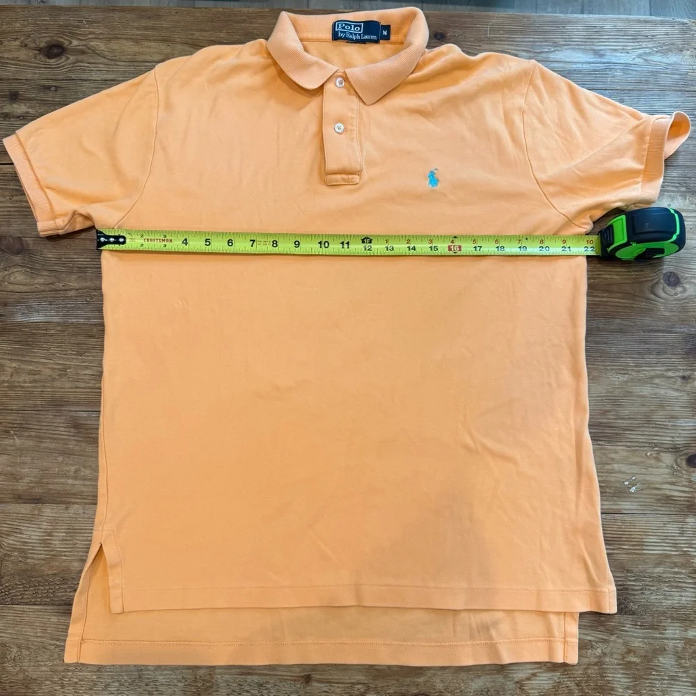 Polo Ralph Lauren Orange Cotton Short Sleeve V-Neck Polo‎ Shirt Men's Medium EUC